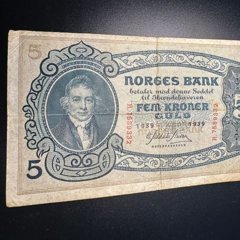 5 kr seddel 1939 - R serie (618 AO)
