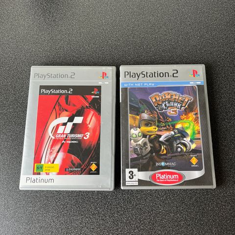 PS2 spill GT3 A-spec og Ratchet and Clank 3