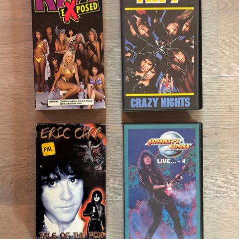 KISS VHS-samling. Offisielle utgivelser.  4 stykk.