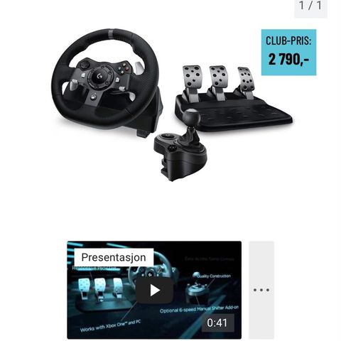 Logitech g920 med girspak