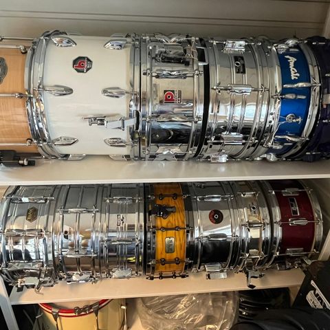 16 Skarptrommer selges -  Ludwig/Beverley/Yamaha/Premier/Pearl/TRAX