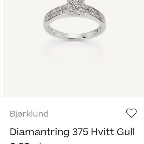 Diamantring 375 Hvitt Gull 0,30 ct.