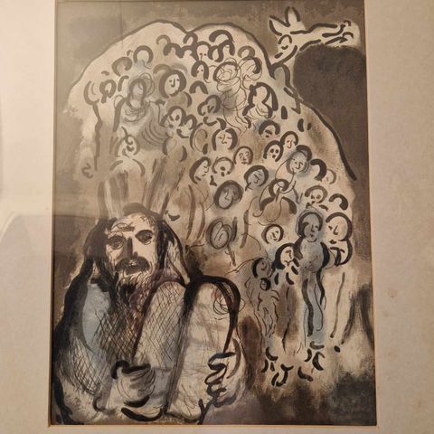 Marc Chagall, - "Moise et son peuple" litografi uten ramme