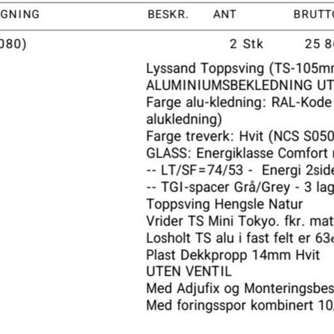 Lyssand vindu til halv pris ,med alukledning-antrasitt