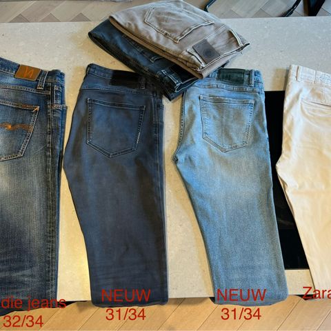 Diverse jeans str 31/34 og 32/43 - 200 kr stykket