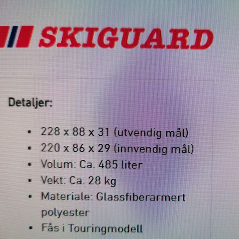 Skigard 850,takboks+bøyler +takoppheng