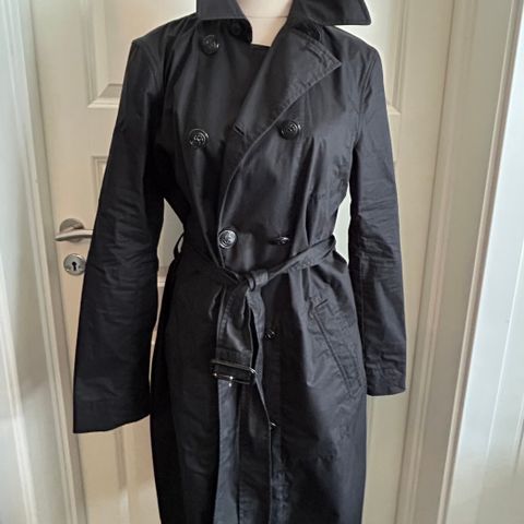 Ralph Lauren blå sort trenchcoat jakke str 8/medium dame god stand