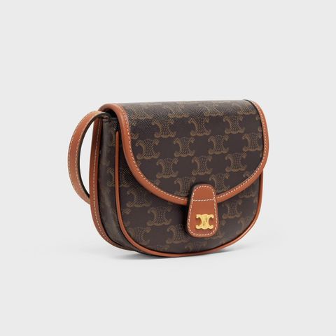 Celine MINI BESACE IN TRIOMPHE CANVAS AND CALFSKIN TAN