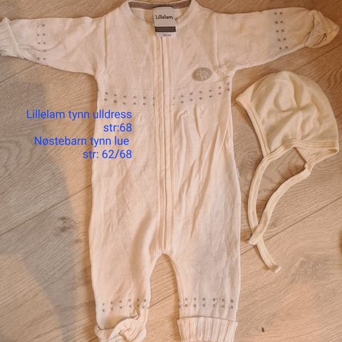 Lillelam ull dress tynn med nøstebarn tynn lue