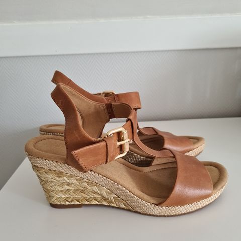 Gabor sandal, wedges, brun skinn