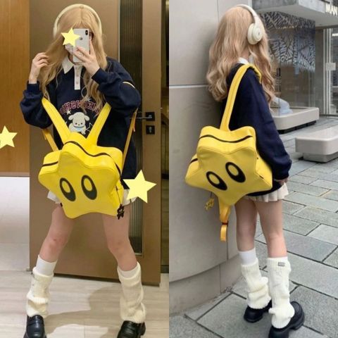 Y2K koreansk japansk fritidsbokveske Kawaii Cute Star Backpack