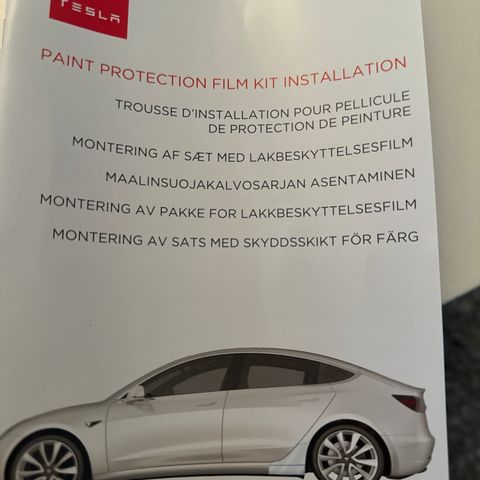 Tesla lakkbeskyttelsesfolie model 3