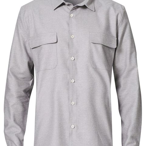 Sunspel Brushed Cotton Overshirt Grey Melange