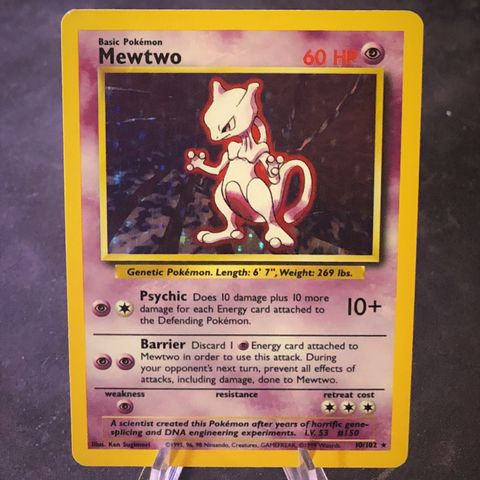 Pokemon TCG - Mewtwo 10/102 Holo Base Set LP-