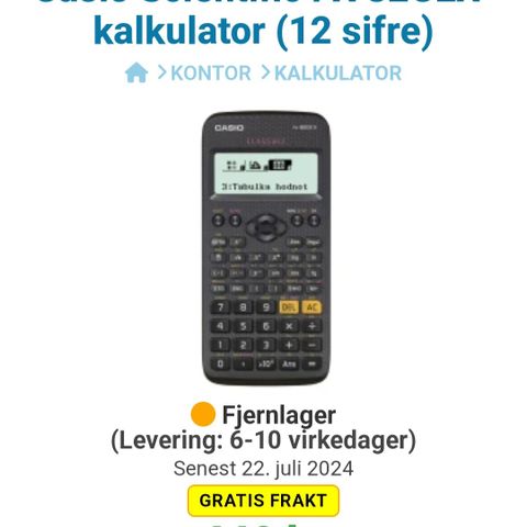 Perfekt for skolestart! lite brukt casio fx-82EX