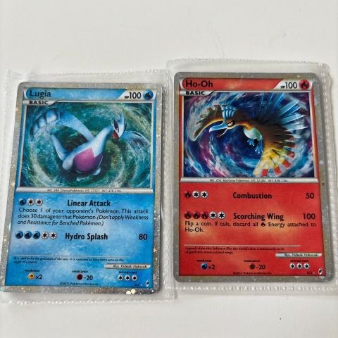 Sjeldent pokemon kort. Lugia og Ho-Oh (Reservert)