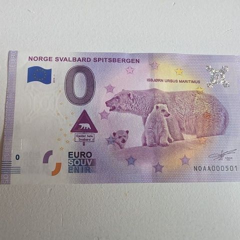 0 euro seddel - Svalbard med isbjørn