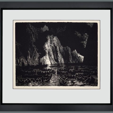 KAARE ESPOLIN JOHNSON - Kr 5.800,- «Trollfjorden» serigrafi • NY INNRAMMING