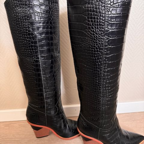 Black leather boots