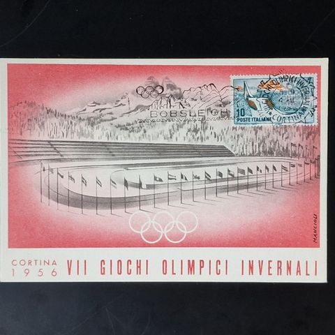 Italia 1956 - OL - Cortina Bobsleigh Arena - Offisielt postkort
