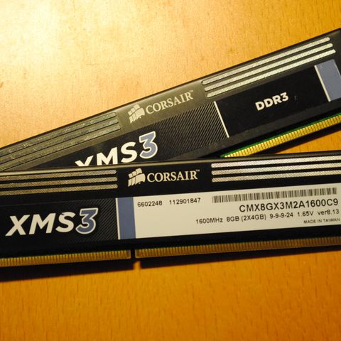 RAM: XMS3 — 8GB (2x4GB) DDR3 1600MHz C9