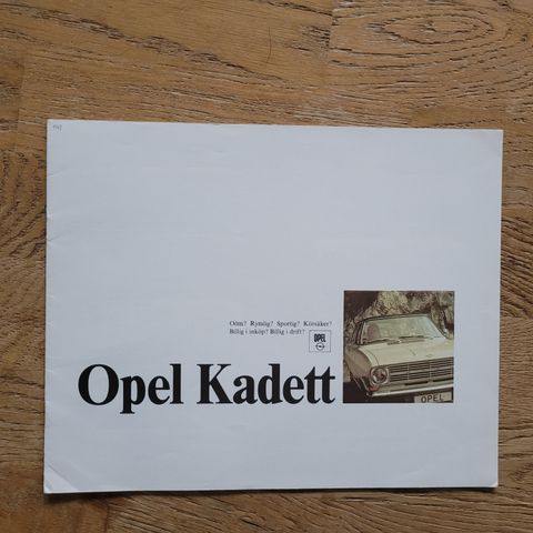Brosjyre Opel Kadett B 1969