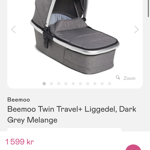 Beemoo Twin Travel Liggedel, Grey Melange