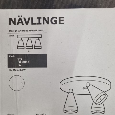 IKEA Nävlinge taklampe selges billig. Ble til overs etter oppussing.