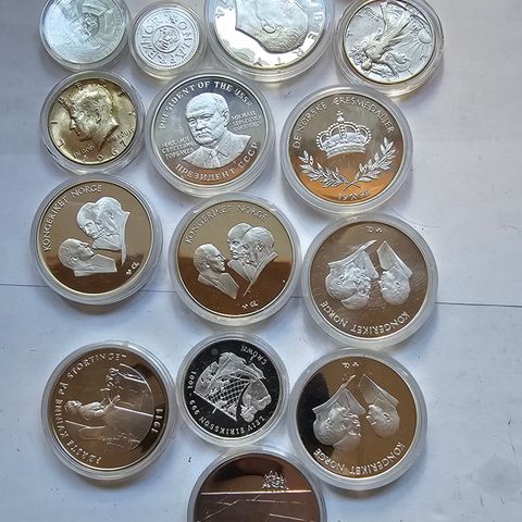 Lott sølv mynt - medaljer