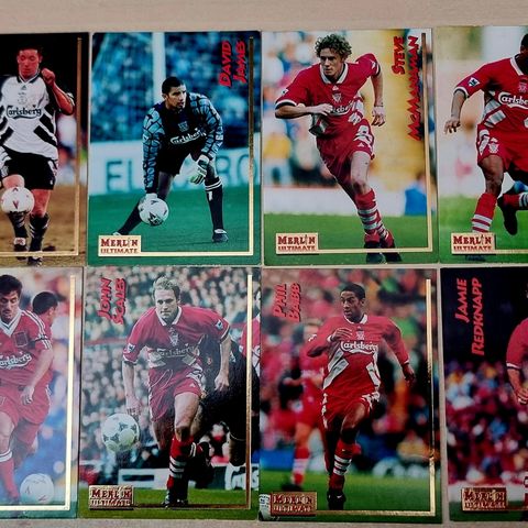 11 stk Liverpool fotball kort Merlin Ultimate 1995