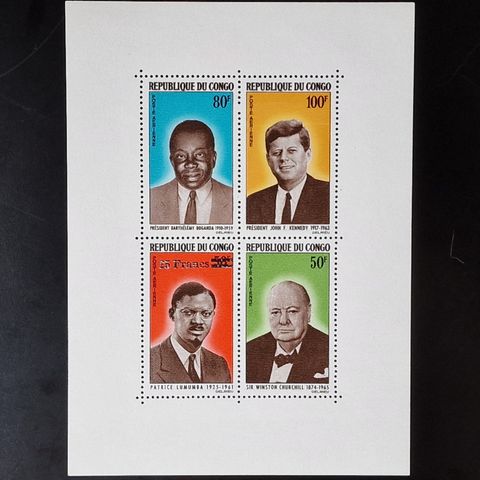 Kongo 1965 - President, Kennedy - luftpost 4 frimerker tilleggsblokk