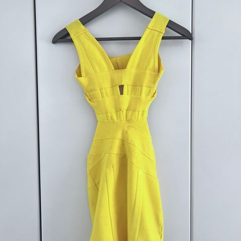 Hervé Léger by Max Azria Yellow Bodycon Mini Dress