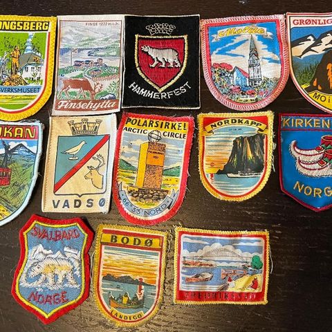 Tøymerker jakkemerker patches kommuner, byer og steder i Norge