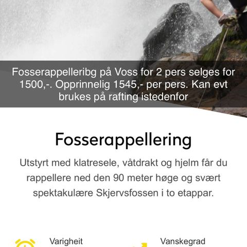 Fosserappellering/rafting på Voss