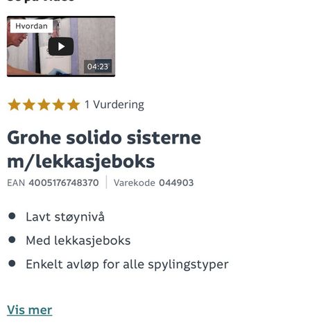 NYTT Grohe solido sisterne m/lekkasjeboks