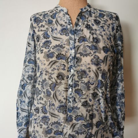 Bluse i bomull og silke fra Zara Woman str M