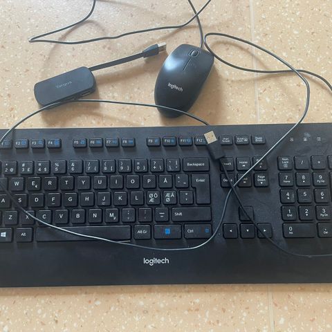 Tastatur, pc mus og HUB