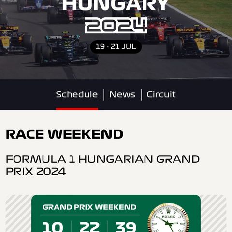 F1 - tre billetter til Hungarian Grand Prix 21. juli