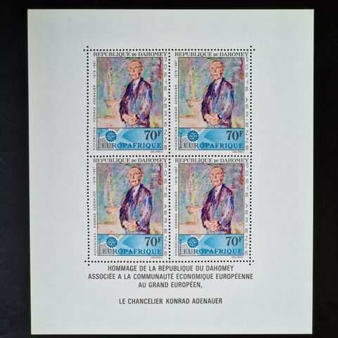 Dahomey luftpost - Kunst, malerier - Adenauer - 4 frimerker blokk