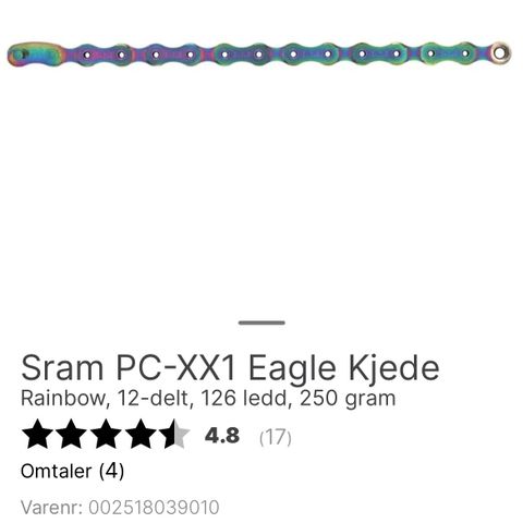 SRAM XX1 EAGLE SYKKELKJEDE 12 delt_Rainbow_Voksbehandlet