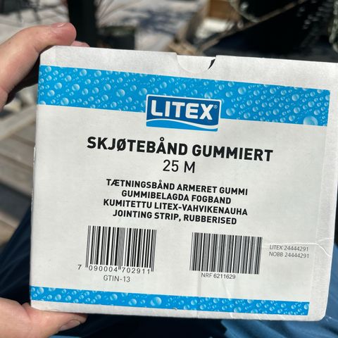 Liten skjøtebånd 25 m gummiert. Ny, overskudd materialer.