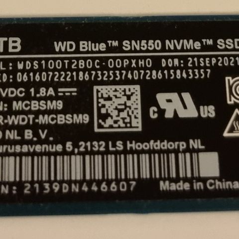WD blue 1TB M.2 SSD