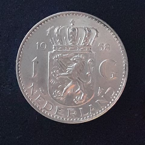 1 GULDEN 1958 NEDERLAND ** PEN SØLVMYNT **