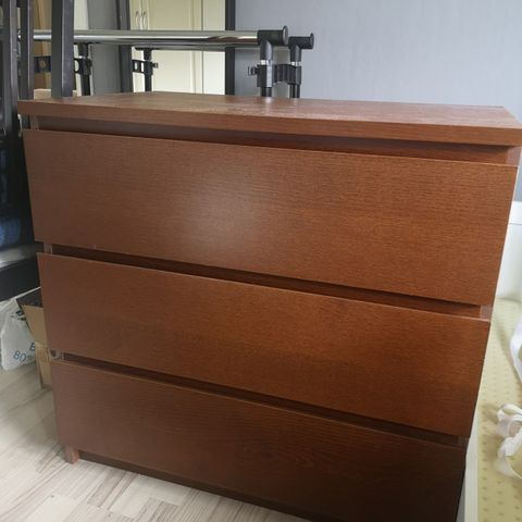 Malm Kommode fra IKEA, 3 skuffer, brun