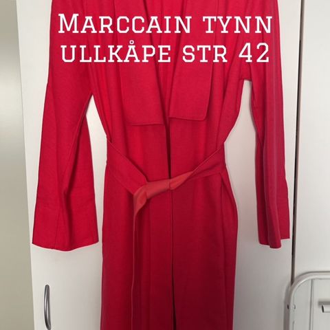 Lekker Marccain rød tynn ullkåpe 1000,-kr