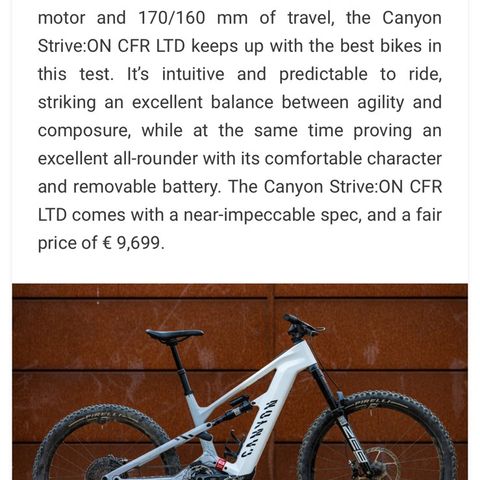 Canyon Strive:on LTD med Bosch Race-motor i str xl