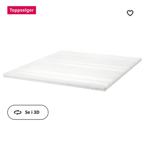 Overmadrass 160x200 Tussöy fra Ikea