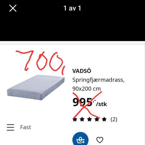 Vardø madrass 90x200