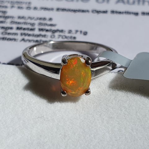 Ethiopian Opal Sølv 925 Silver Vakkert Designer Ring Str.57