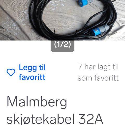 Malmberg skjøte kabel 32 A  230v 25 Meter